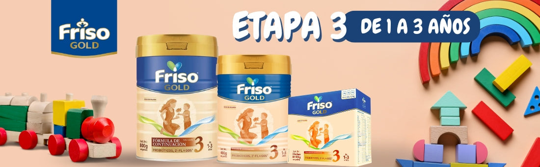 Friso Gold 3 etapa 3 de 1 a 3 años - fórmula infantil de continuación con DHA, GOS y probióticos para apoyar el desarrollo en niños pequeños